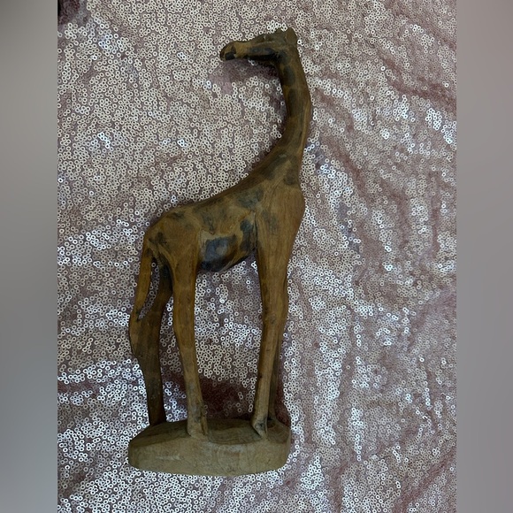 Wood Made In Kenia Hand Carved 11” Giraffe Decorative Figure, Africa Safari - Picture 1 of 5